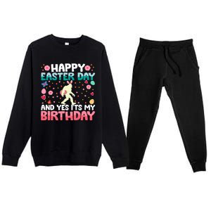 It's My Birthday And Easter Day Happy To Me You Bigfoot Meaningful Gift Premium Crewneck Sweatsuit Set