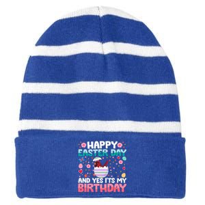 It's My Birthday And Easter Day Happy To Me You Cardinal Meaningful Gift Striped Beanie with Solid Band