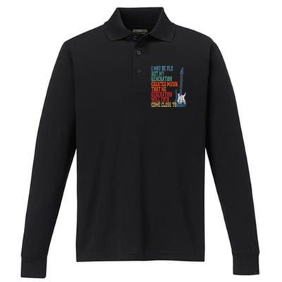 I May Be Old But My Performance Long Sleeve Polo