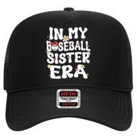 In My Baseball Sister Era Groovy Retro Proud Baseball Sister High Crown Mesh Back Trucker Hat