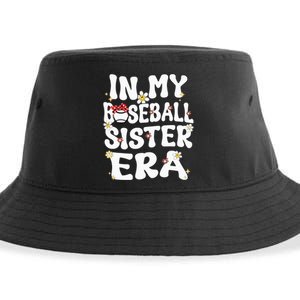 In My Baseball Sister Era Groovy Retro Proud Baseball Sister Sustainable Bucket Hat