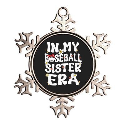 In My Baseball Sister Era Groovy Retro Proud Baseball Sister Metallic Star Ornament