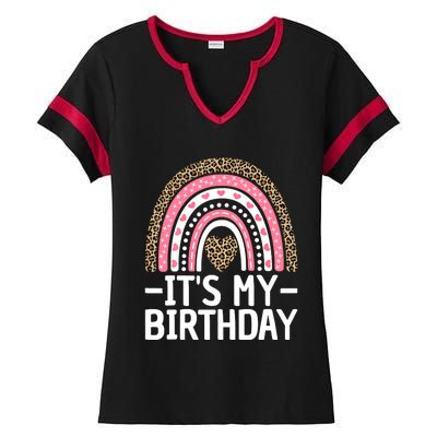 Its My Birthday Bday Outfit Rainbow Birthday Ladies Halftime Notch Neck Tee