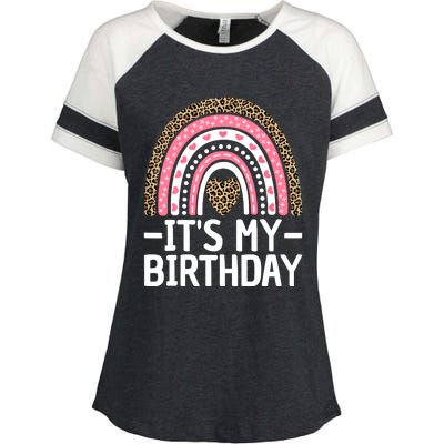 Its My Birthday Bday Outfit Rainbow Birthday Enza Ladies Jersey Colorblock Tee