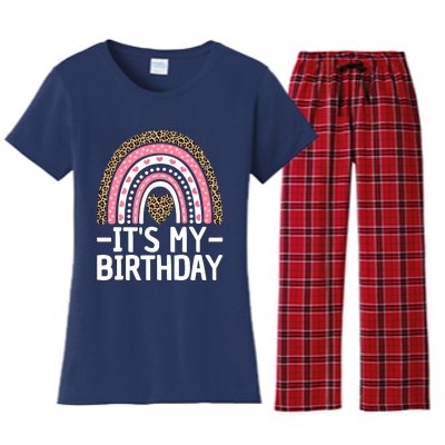 Its My Birthday Bday Outfit Rainbow Birthday Women's Flannel Pajama Set