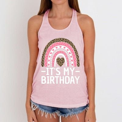 Its My Birthday Bday Outfit Rainbow Birthday Women's Knotted Racerback Tank