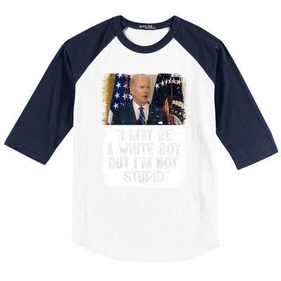 I May Be A White Boy But I'm Not Stupid Biden Baseball Sleeve Shirt