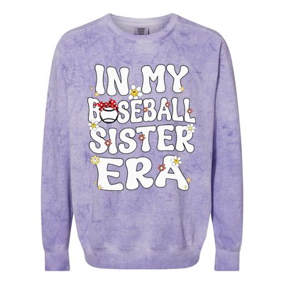 In My Baseball Sister Era Groovy Retro Proud Baseball Sister Colorblast Crewneck Sweatshirt