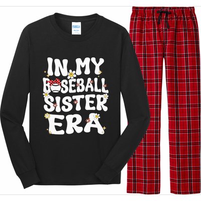 In My Baseball Sister Era Groovy Retro Proud Baseball Sister Long Sleeve Pajama Set