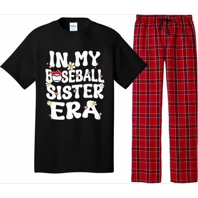 In My Baseball Sister Era Groovy Retro Proud Baseball Sister Pajama Set