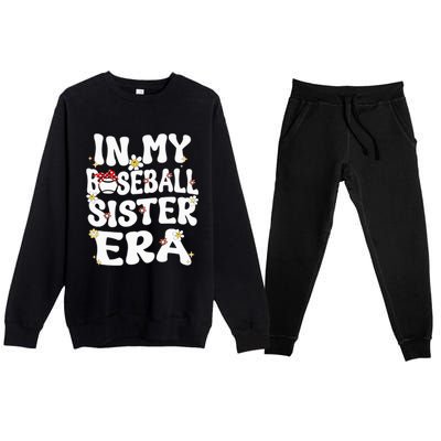 In My Baseball Sister Era Groovy Retro Proud Baseball Sister Premium Crewneck Sweatsuit Set