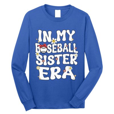 In My Baseball Sister Era Groovy Retro Proud Baseball Sister Long Sleeve Shirt