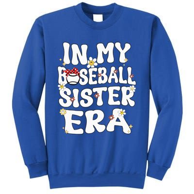 In My Baseball Sister Era Groovy Retro Proud Baseball Sister Sweatshirt