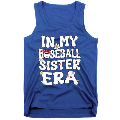 In My Baseball Sister Era Groovy Retro Proud Baseball Sister Tank Top