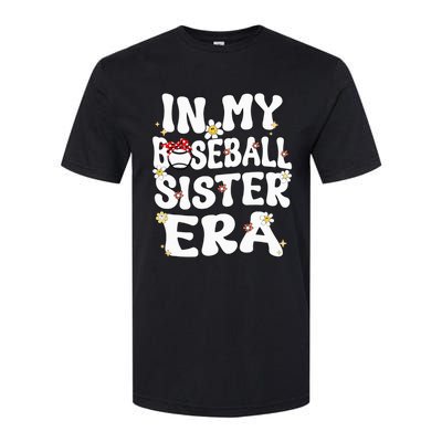 In My Baseball Sister Era Groovy Retro Proud Baseball Sister Softstyle CVC T-Shirt