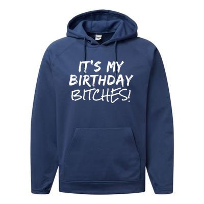 It's My Birthday Bitches Funny Birthday Gift Performance Fleece Hoodie