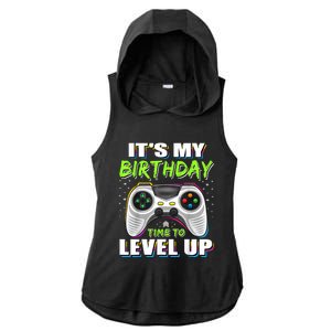 Its My Birthday Boy Time To Level Up Video Game Gift Ladies PosiCharge Tri-Blend Wicking Draft Hoodie Tank