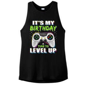 Its My Birthday Boy Time To Level Up Video Game Gift Ladies PosiCharge Tri-Blend Wicking Tank