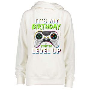 Its My Birthday Boy Time To Level Up Video Game Gift Womens Funnel Neck Pullover Hood