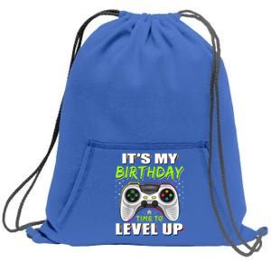 Its My Birthday Boy Time To Level Up Video Game Gift Sweatshirt Cinch Pack Bag