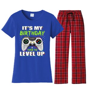 Its My Birthday Boy Time To Level Up Video Game Gift Women's Flannel Pajama Set