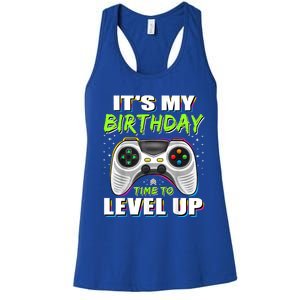 Its My Birthday Boy Time To Level Up Video Game Gift Women's Racerback Tank