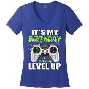 Its My Birthday Boy Time To Level Up Video Game Gift Women's V-Neck T-Shirt