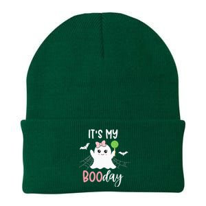 Its My Boo Day Cute Halloween Birthday Ghost Pink Bow Knit Cap Winter Beanie