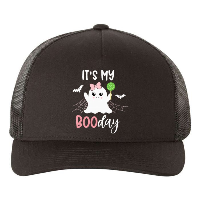 Its My Boo Day Cute Halloween Birthday Ghost Pink Bow Yupoong Adult 5-Panel Trucker Hat