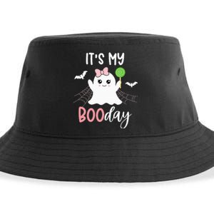 Its My Boo Day Cute Halloween Birthday Ghost Pink Bow Sustainable Bucket Hat