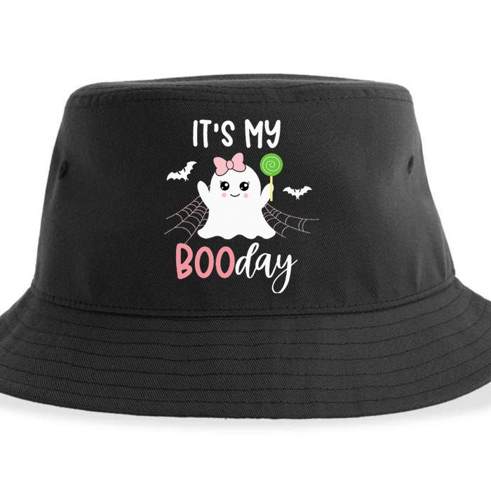 Its My Boo Day Cute Halloween Birthday Ghost Pink Bow Sustainable Bucket Hat