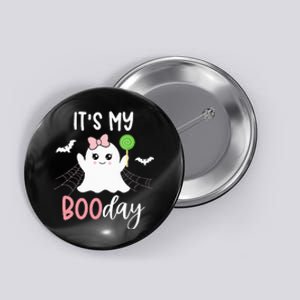 Its My Boo Day Cute Halloween Birthday Ghost Pink Bow Button