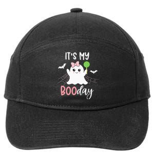 Its My Boo Day Cute Halloween Birthday Ghost Pink Bow 7-Panel Snapback Hat