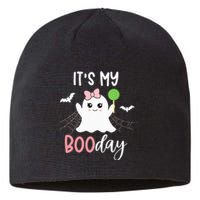 Its My Boo Day Cute Halloween Birthday Ghost Pink Bow Sustainable Beanie