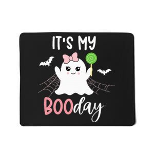 Its My Boo Day Cute Halloween Birthday Ghost Pink Bow Mousepad