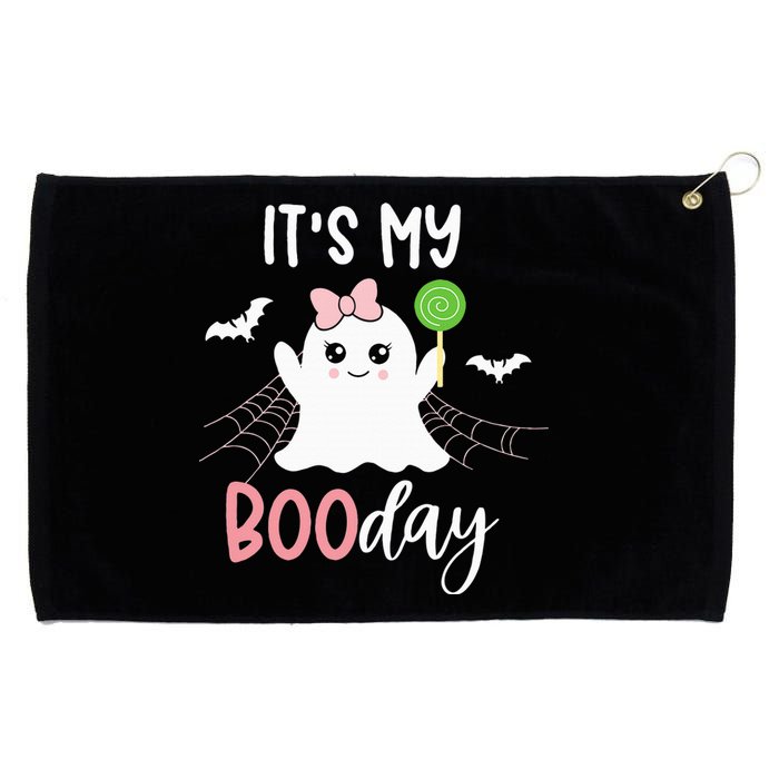 Its My Boo Day Cute Halloween Birthday Ghost Pink Bow Grommeted Golf Towel