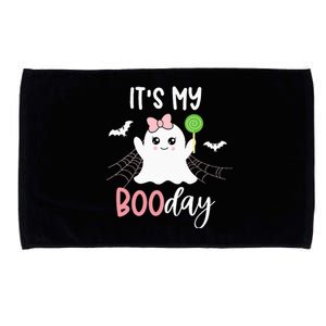 Its My Boo Day Cute Halloween Birthday Ghost Pink Bow Microfiber Hand Towel