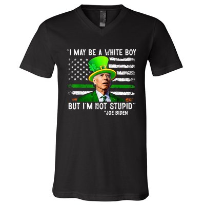 I May Be A White Boy But I'm Not Stupid Biden V-Neck T-Shirt