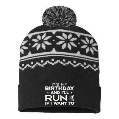 It’S My Birthday And I’Ll Run If I Want To Fun Runner’S USA-Made Snowflake Beanie