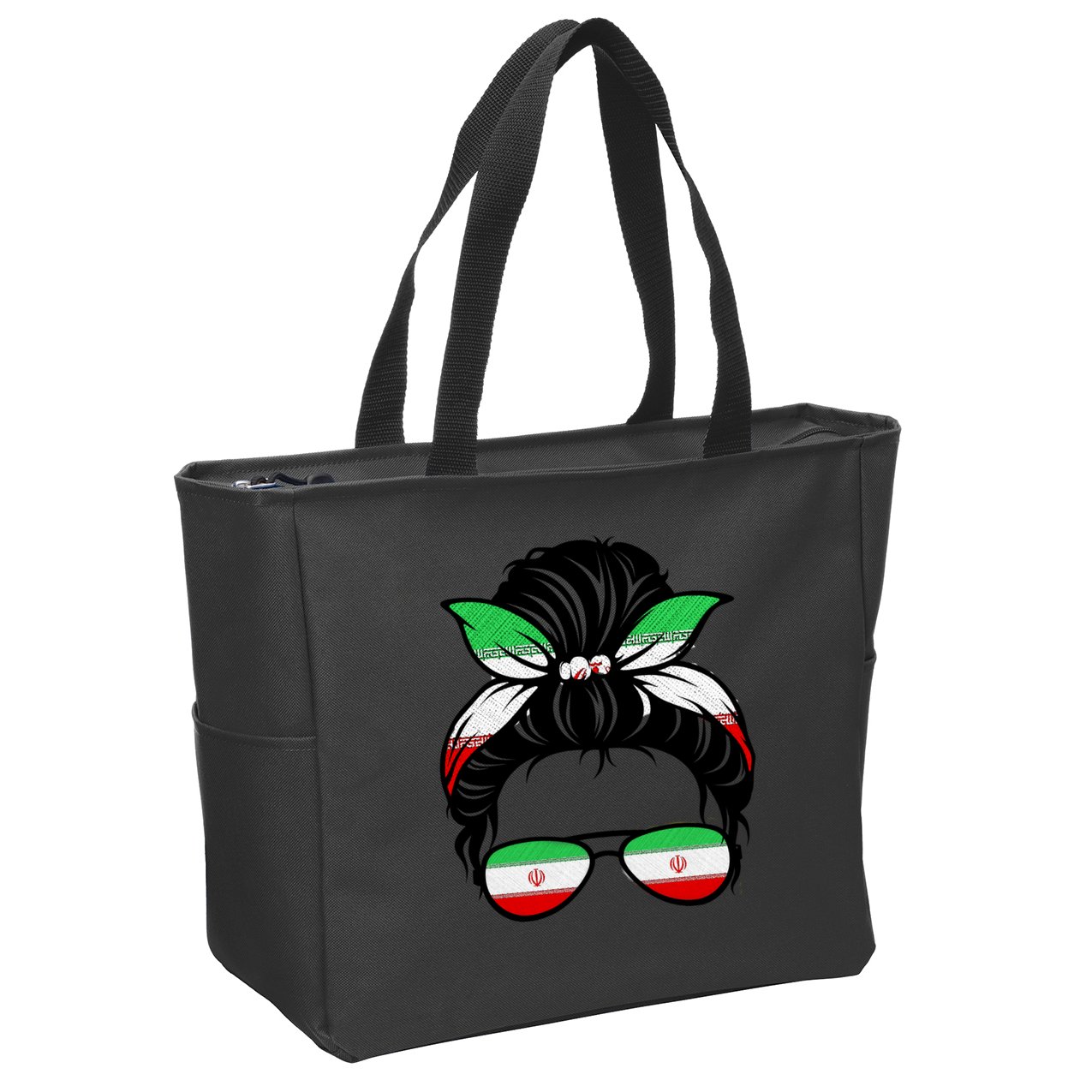 Iran Messy Bun Support Iran IranIran Zip Tote Bag