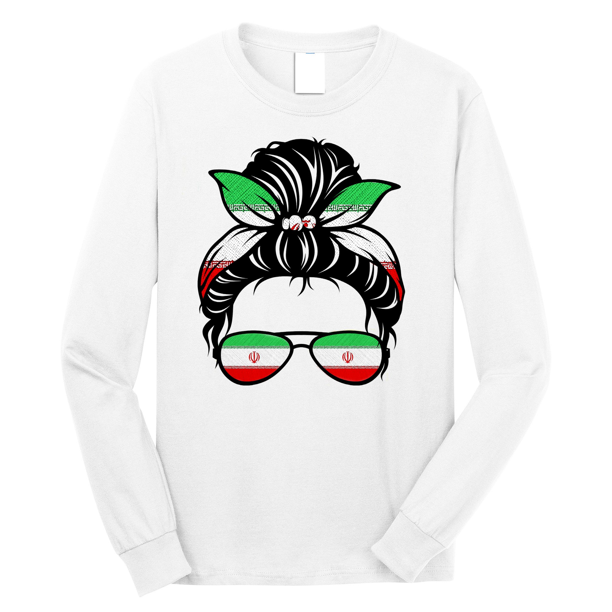 Iran Messy Bun Support Iran IranIran Long Sleeve Shirt