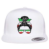 Iran Messy Bun Support Iran IranIran Flat Bill Trucker Hat