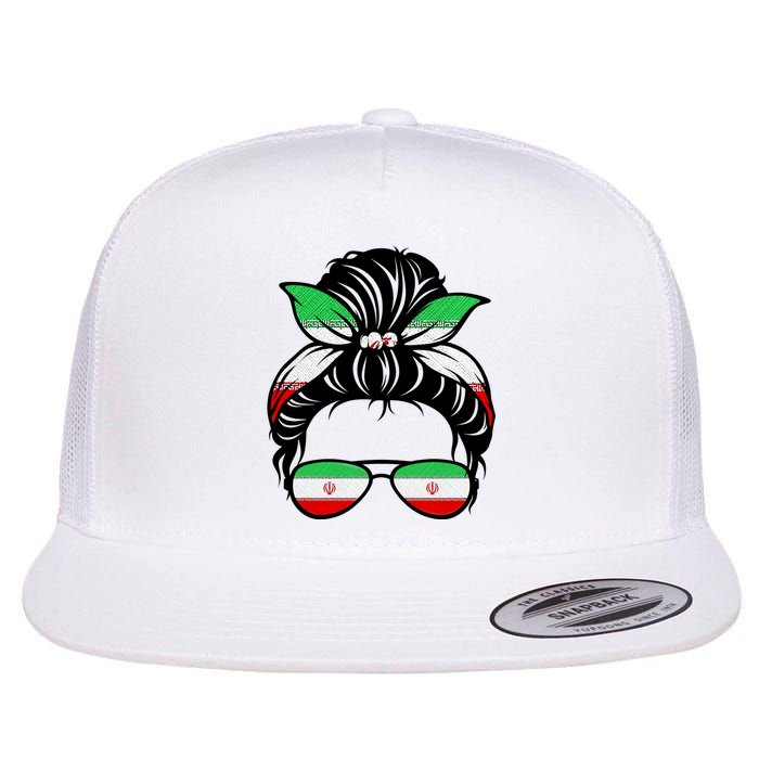 Iran Messy Bun Support Iran IranIran Flat Bill Trucker Hat
