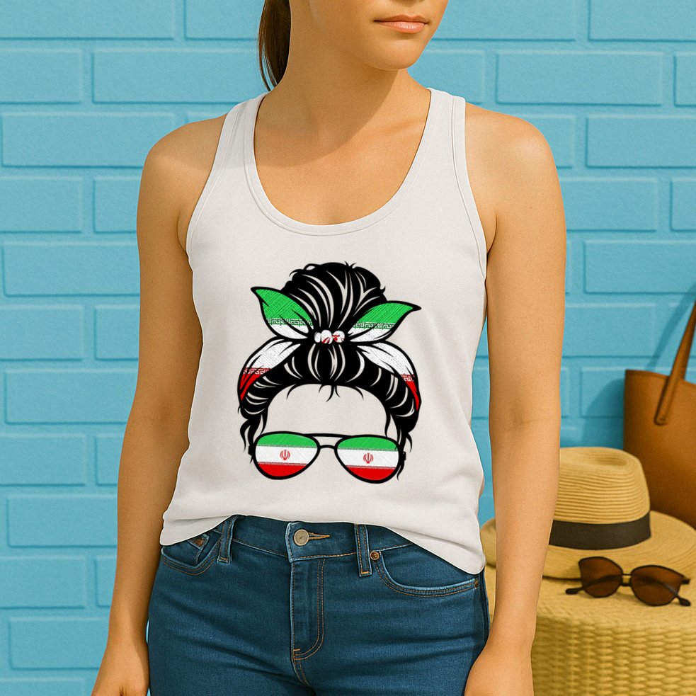 Iran Messy Bun Support Iran IranIran Womens Tank Top