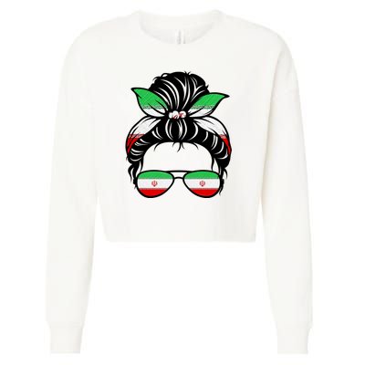 Iran Messy Bun Support Iran IranIran Cropped Pullover Crew