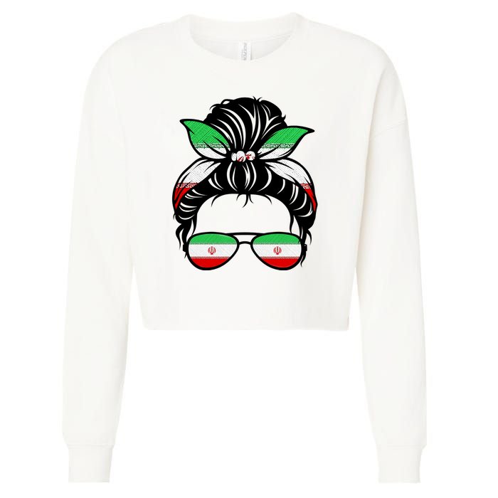Iran Messy Bun Support Iran IranIran Cropped Pullover Crew