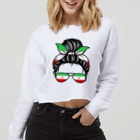 Iran Messy Bun Support Iran IranIran Cropped Pullover Crew