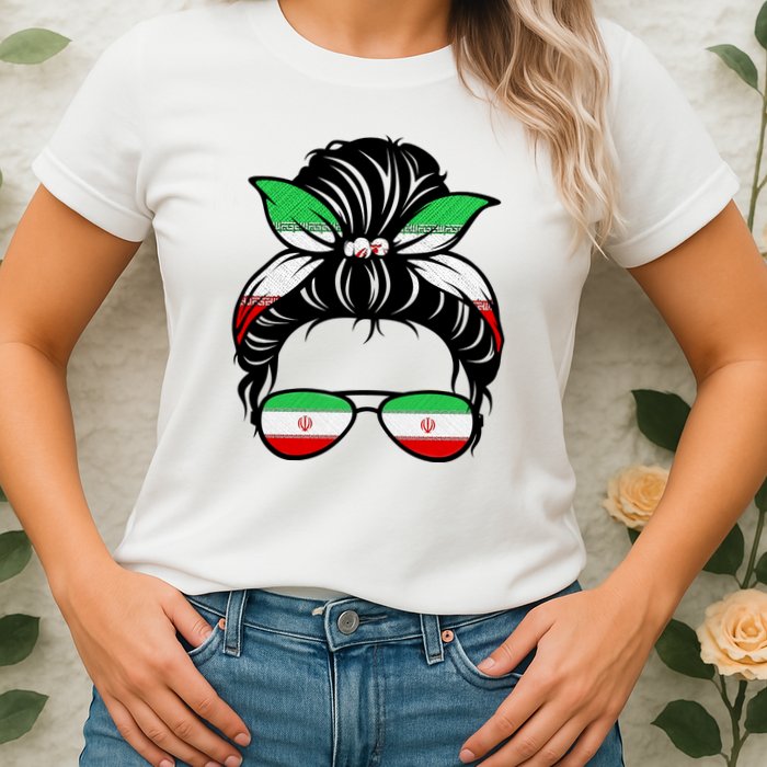 Iran Messy Bun Support Iran IranIran Womens T-Shirt