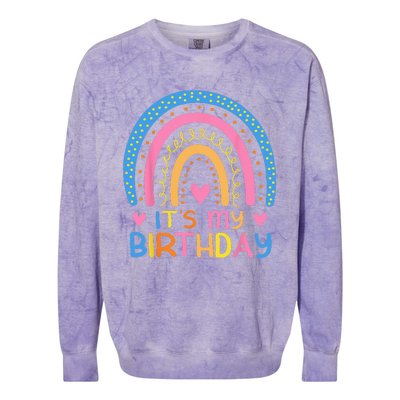 IT’S MY BIRTHDAY RAINBOW For Women Ns Girls Gift Colorblast Crewneck Sweatshirt