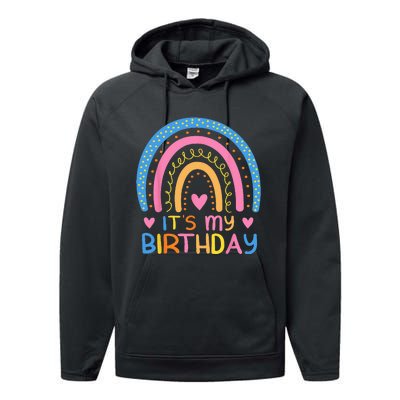 IT’S MY BIRTHDAY RAINBOW For Women Ns Girls Gift Performance Fleece Hoodie